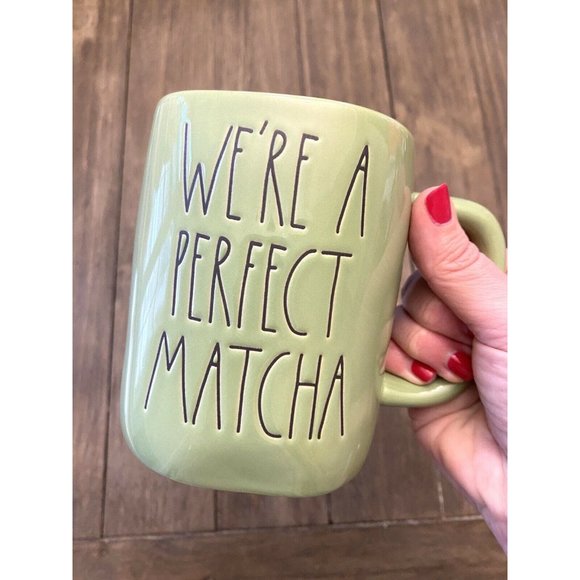 Rae Dunn WE'RE A PERFECT MATCHA Mug Green Mint LL Tea Magenta Artisan Fa… - Picture 2 of 4